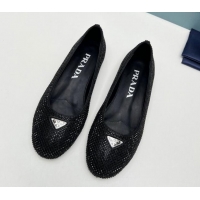 Shop Duplicate Prada Crystals ballerinas Flat Black 725069