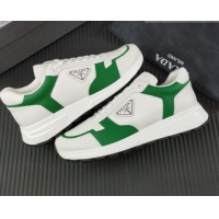 Lower Price Prada Men's Leather Sneakers with Logo White/Green 804110