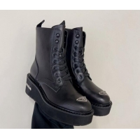 Good Quality Prada Calf Leather Platform Ankle Boots 6cm with Front Logo Black 901116