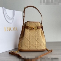 Traditional Specials Dior Medium C'EST Bucket Bag in CD-Embossed Straw CD1048 Beige 2023