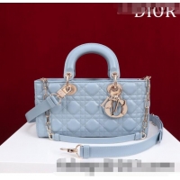 Best Price Dior Medium Lady D-Joy Bag in Cannage Lambskin 1021 Light Blue 2023