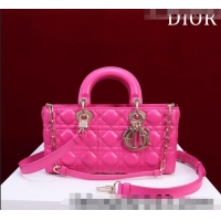 Inexpensive Dior Medium Lady D-Joy Bag in Cannage Lambskin 1021 Dark Pink 2023