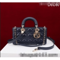 Well Crafted Dior Medium Lady D-Joy Bag in Cannage Lambskin 1021 Dark Blue 2023