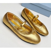 Big Discount Prada Nappa Leather ballerinas Flat Gold 915068