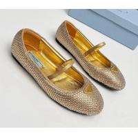 Youthful Prada Crystals ballerinas Flat Gold 915071