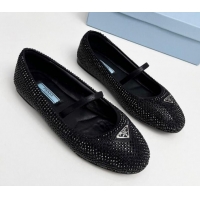 Best Quality Prada Crystals ballerinas Flat Black 915072