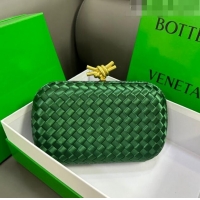 Promotional Bottega Veneta Knot Minaudiere Clutch in Intreccio Fabric 717622 Green 2023