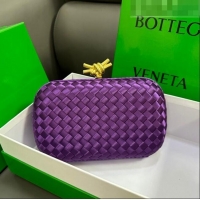 Best Price Bottega Veneta Knot Minaudiere Clutch in Intreccio Fabric 717622 Purple 2023