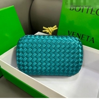 Top Quality Bottega Veneta Knot Minaudiere Clutch in Intreccio Fabric 717622 Cyan 2023