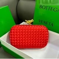 Super Quality Bottega Veneta Knot Minaudiere Clutch in Intreccio Fabric 717622 Red 2023