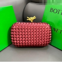 Best Quality Bottega Veneta Knot Minaudiere Clutch in Intreccio Fabric 717622 Deep Red 2023