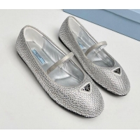 Grade Quality Prada Crystals ballerinas Flat Silver 915073