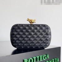 Inexpensive Bottega Veneta Knot Minaudiere Clutch in Knotted Intreccio Leather 717622 Black 2023