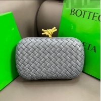 Famous Brand Bottega Veneta Knot Minaudiere Clutch in Padded Intreccio Leather 717622 Grey 2023