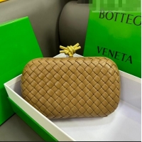 New Design Bottega Veneta Knot Minaudiere Clutch in Padded Intreccio Leather 717622 Brown 2023