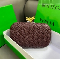 Inexpensive Bottega Veneta Knot Minaudiere Clutch in Pressed Intreccio Laminated Leather 717622 Burgundy 2023