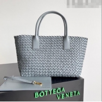 Discount Bottega Veneta Small Cabat Tote Bag in Intreccio Leather 730297 Grey 2023