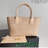 Top Quality Bottega Veneta Small Cabat Tote Bag in Intreccio Leather 730297 Beige 2023