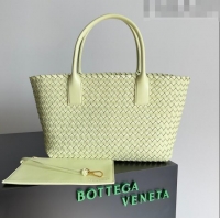 Trendy Design Bottega Veneta Small Cabat Tote Bag in Intreccio Leather 730297 Light Yellow 2023