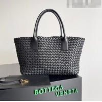 Top Quality Bottega Veneta Small Cabat Tote Bag in Intreccio Leather 730297 Black 2023