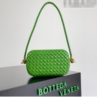 Promotional Bottega Veneta Knot On Strap in Padded Intreccio Leather 717623 Green 2023