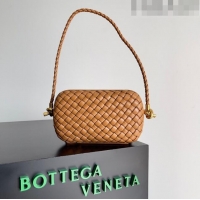 Promotional Bottega Veneta Knot On Strap in Padded Intreccio Leather 717623 Brown 2023