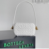 Hot Sell Cheap Bottega Veneta Knot On Strap in Padded Intreccio Leather 717623 White 2023