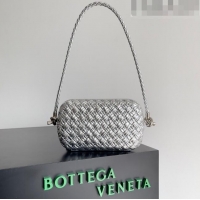 Inexpensive Bottega Veneta Knot On Strap in Pressed Intrecciato Laminated Leather 717623 Silver 2023