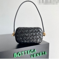 Grade Discount Bottega Veneta Knot On Strap in Foulard Intreccio Leather 717623 Black 2023