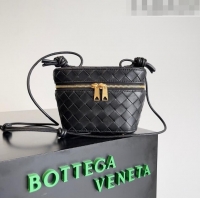 Affordable Price Bottega Veneta Mini Intrecciato Vanity Case 743551 Black 2023