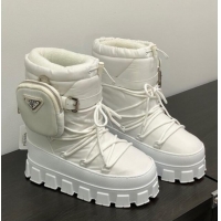 Good Looking Prada Nylon gabardine après-ski boots with Pouch White 1U007N