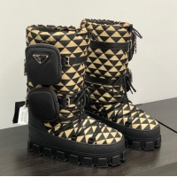 Luxurious Prada Nylon gabardine après-ski boots with Pouch Beige 1U007N