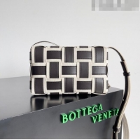 New Design Bottega Veneta Cassette Cross-body Bag in Leather and Woven Canvas 755217 Black 2023