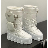 Top Design Prada Nylon gabardine après-ski boots with Pouch White 1U007N