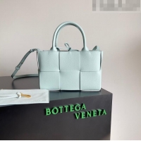 Famous Brand Bottega Veneta Mini Arco Tote Bag in Grained Leather 709337 Light Blue 2023