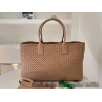 Top Grade Bottega Veneta Large Cabat Tote Bag in Intreccio Leather 608811 Nude 2023