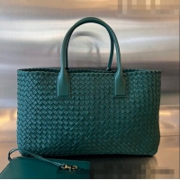 Top Quality Bottega Veneta Large Cabat Tote Bag in Intreccio Leather 608811 Green 2023