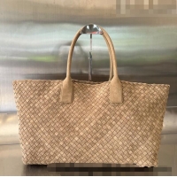 Buy Discount Bottega Veneta Large Cabat Tote Bag in Intreccio Suede 608811 Camel Brown 2023