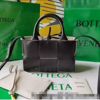 Affordable Price Bottega Veneta Candy Arco Tote Bag in Intreccio Lambskin 729029 Black/White 2023