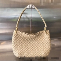 Top Quality Bottega Veneta Small Clicker Shoulder Bag in Padded Intreccio Leather Porridge 730968 Beige 2023