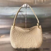 Super Quality Bottega Veneta Medium Clicker Shoulder Bag in Padded Intreccio Leather 730969 Porridge Beige 2023