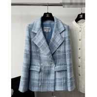 ​Unique Grade Chanel Tweed Jacket CH102101 Blue 2023