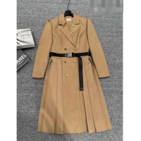 ​Luxury Discount Saint Laurent Coat with Belt S102112 Brown 2023