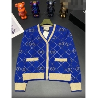 Top Grade Gucci Wool & Cashmere Cardigan G102311 Blue 2023