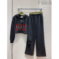 Good Quality Gucci Hoodie and Pants G102323 Black 2023