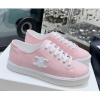 Unique Style Celine Jane Low Sneakers in Canvas with Triomphe Patch Light Pink 801109