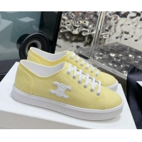 Top Grade Celine Jane Low Sneakers in Canvas with Triomphe Patch Yellow 801111