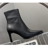 Popular Style Celine Pointed Calfskin Leather Heel Ankle Boots 8cm with Metal-Tone Trim Black 901131