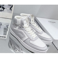 Stylish Celine CT-01 "Z" Trainer High Top Sneakers in Calfskin Light Grey 916012