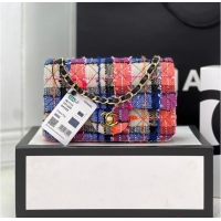 Good Product Chanel CLASSIC HANDBAG Wool Tweed A1116 Rainbow